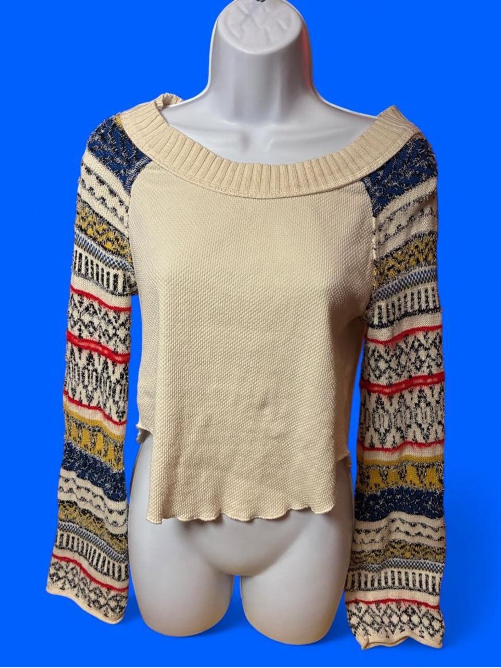 Free People "Fairground" Thermal Knit semi cropped top
